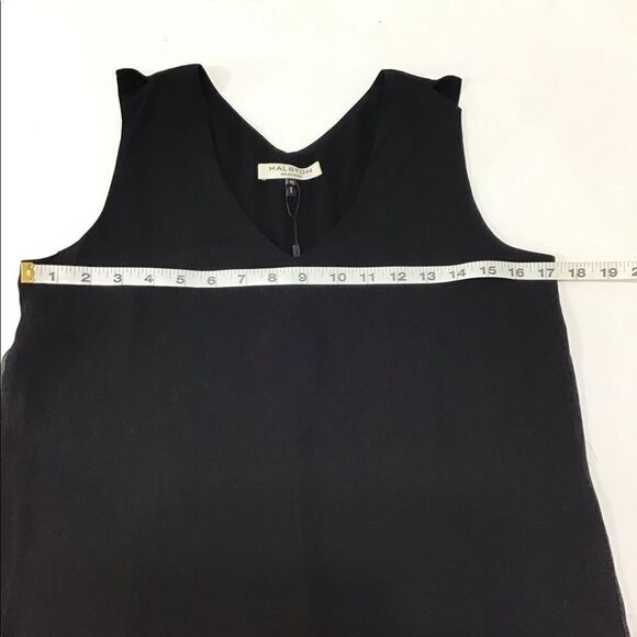 Halston Heritage Black Mesh Sleeveless V-Neck Tank Top New Size XS - Picture 5 of 7